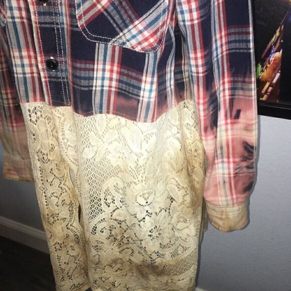 SIZE S ORANGE BLUE MULTI COLOR PLAID SNAP DOWN FRINGE LADIES DRESS​ - Picture 2 of 5